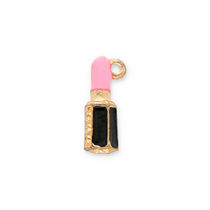 Metaal bedels lipstick Gold-black-pink