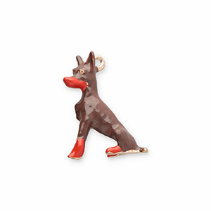 Metaal bedels dog Gold-dark brown-red