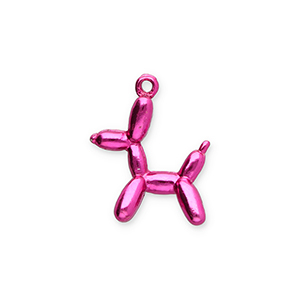 Metaal bedels balloon dog Metallic fuchsia pink