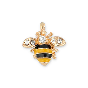 Metaal bedels bee Gold-black-yellow-transparent