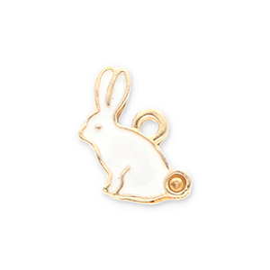 Metaal bedels rabbit Gold-white