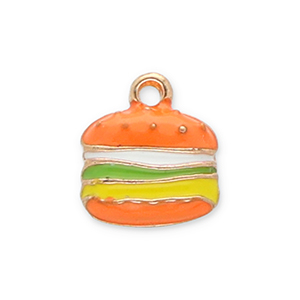Metaal bedels hamburger Gold-orange-green-yellow