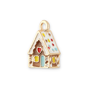 Metaal bedels gingerbread house Gold-multicolour