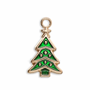 Metaal bedels christmas tree Gold-green