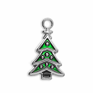 Metaal bedels christmas tree Silver-green
