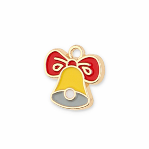 Metaal bedels christmas bell Gold-yellow-red-grey