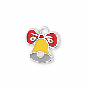 Metaal bedels christmas bell Silver-yellow-red-grey