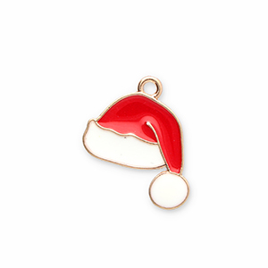 Metaal bedels santa hat Gold-red-white