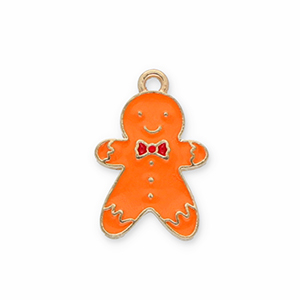 Metaal bedels gingerbread man Gold-orange-red