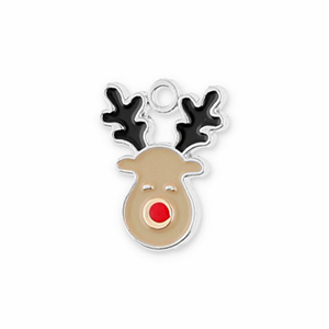 Metaal bedels reindeer Silver-light brown-black-red