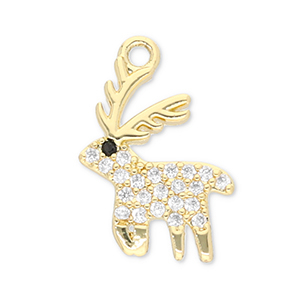 TQ metaal Brass bedels reindeer Gold-transparent