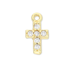 TQ metaal Brass bedels cross Gold-transparent