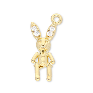 TQ metaal Brass bedels rabbit Gold-transparent