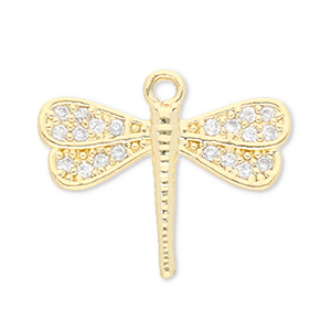 TQ metaal Brass bedels dragonfly Gold-transparent