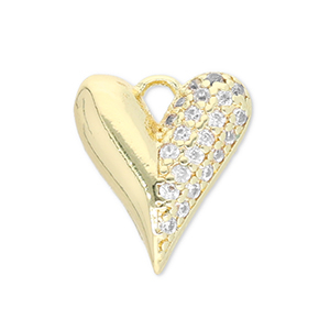 TQ metaal Brass bedels heart Gold-transparent