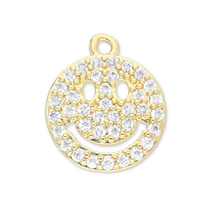 TQ metaal Brass bedels smiley Gold-transparent