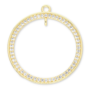 TQ metaal Brass bedels round met oogje Gold-transparent