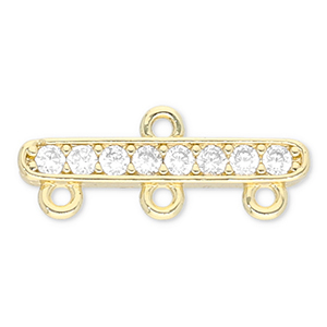 TQ metaal Brass tussenstuk met 3 oogjes Gold-transparent