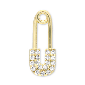 TQ metaal Brass bedels safety pin Gold-transparent