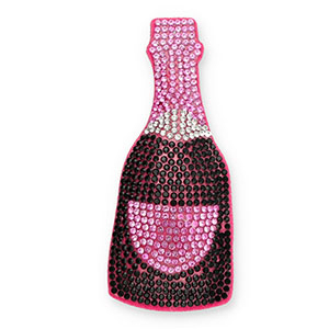 Statement hangers met strass bottle champagne Black-pink-crystal-dark pink
