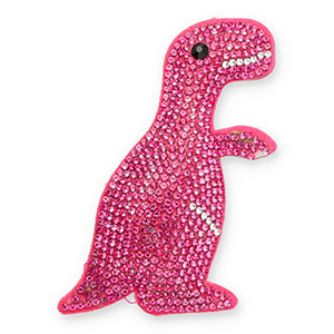 Statement hangers met strass dinosaur Dark pink-crystal-black