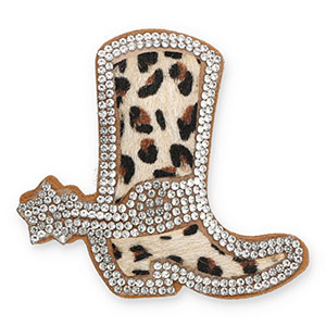 Statement hangers met strass cowboy boot with leopard print Crystal-beige-brown