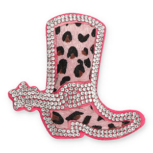Statement hangers met strass cowboy boot with leopard print Crystal-vintage pink-dark pink