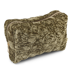 BY31&reg; Etui velvet with stitched circles Olive brown