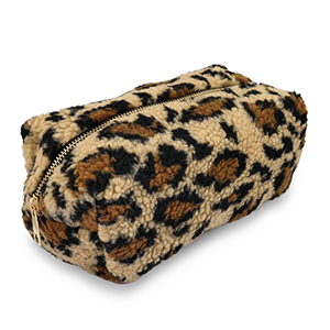 BY31&reg; Etui teddystof with leopard print Light brown-brown-black