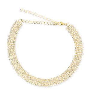 TQ metaal brass choker met strass Gold-crystal