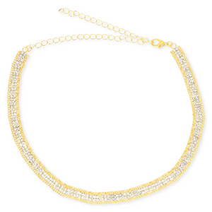 TQ metaal brass choker met strass Gold-crystal