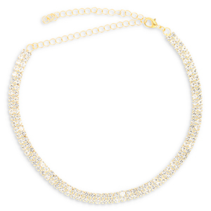 TQ metaal brass choker met strass Gold-crystal