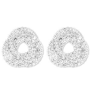 Oorbellen / oorstekers van Eco-brass&reg; metaal met strass Silver-crystal