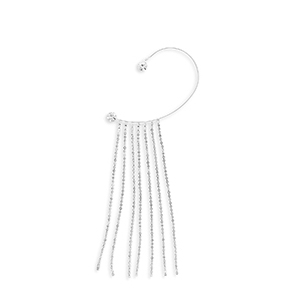 Oorbellen van Eco-brass&reg; metaal ear cuff met strass Silver-crystal
