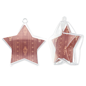 Ornament transparant star Transparent-port red-beige