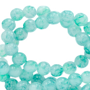 Glaskralen 8 mm gem&ecirc;leerd Bleached aqua blue