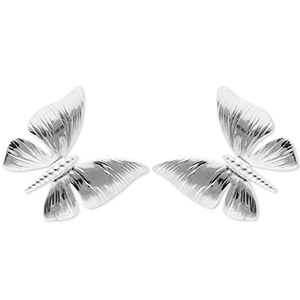 Oorbellen van Stainless steel Roestvrij staal (RVS) oorstekers butterfly Silver