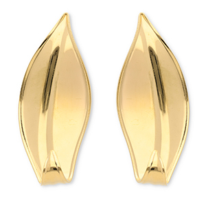 Oorbellen van Stainless steel Roestvrij staal (RVS) oorstekers leaf Gold