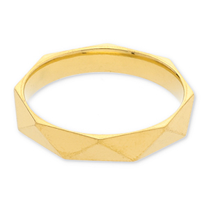 Ringen van Stainless steel Roestvrij staal (RVS) faceted cut Gold