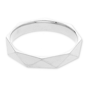 Ringen van Stainless steel Roestvrij staal (RVS) faceted cut Silver