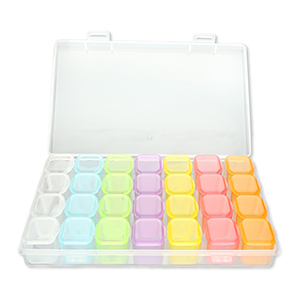 Sieraden opbergbox met 7x4 bakjes Transparent-multicolour