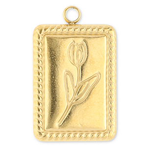 Bedels van Stainless steel Roestvrij staal (RVS) rectangle with tulip Gold