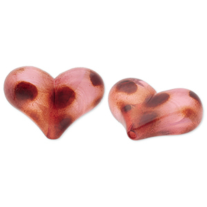 Kralen van acryl heart with dots Light pink-brown