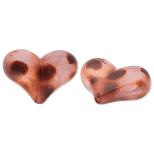 Kralen van acryl heart with dots Beige-brown