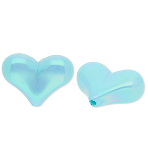 Kralen van acryl heart Blue-AB coating