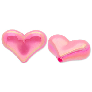 Kralen van acryl heart Dark pink-AB coating