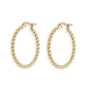 Oorbellen van Stainless steel Roestvrij staal (RVS) creolen twisted Gold