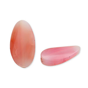 Kralen natuursteen chalcedoon & kwarts oval Coral red-transparent