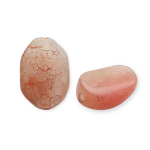 Halfedelsteen kralen agaat&nbsp;ovaal Coral red-white