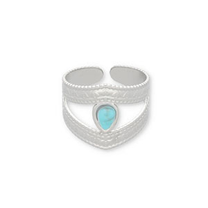 Ringen van Stainless steel Roestvrij staal (RVS) met natuursteen Silver-turquoise